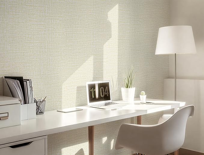 Guvana Grasscloth Peel and Stick Wallpaper Cream Textured Contact Paper Modern