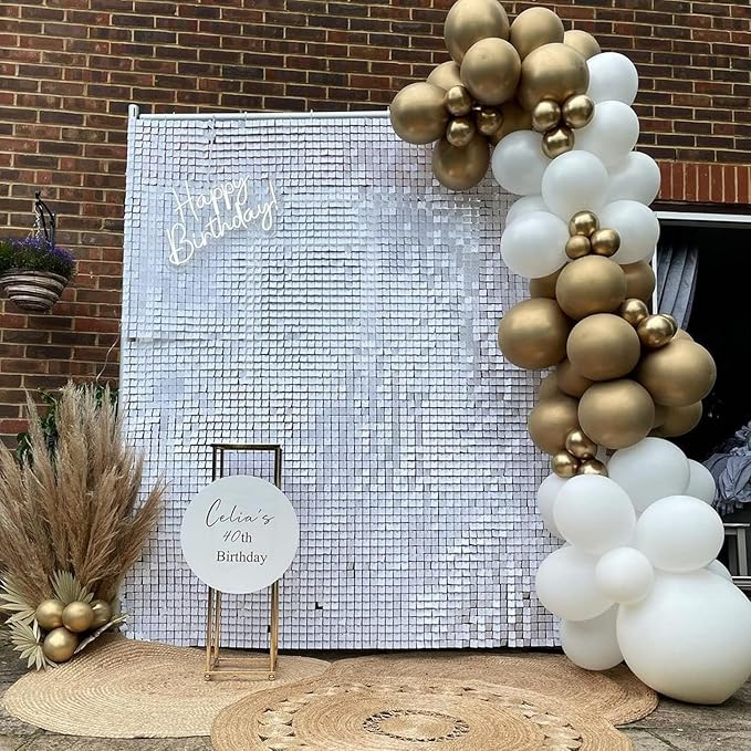 COKAOBE Matte White Sequin Wall Backdrop, Photo Backdrops