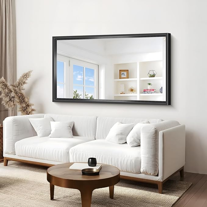 Large Bathroom Mirror, 60 x 36 Inch Rectangular Wall Mirror 0.6" Thickened Deep