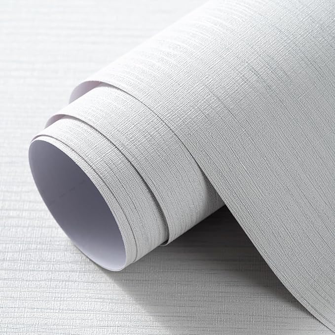 Grasscloth Textured Wallpaper White Peel and Stick 24inX393in Fabric Wall Paper