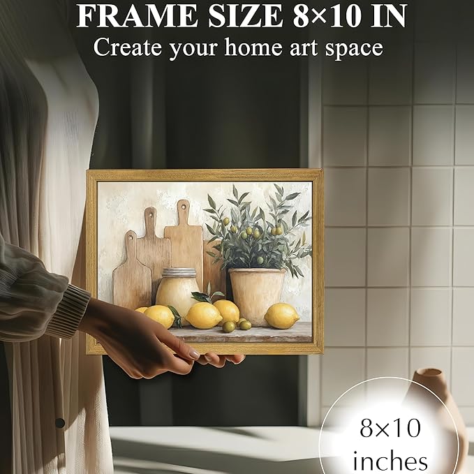 Wood Framed Vintage Kitchen Wall Art, Rustic Farmhouse Artwork Canvas Posters