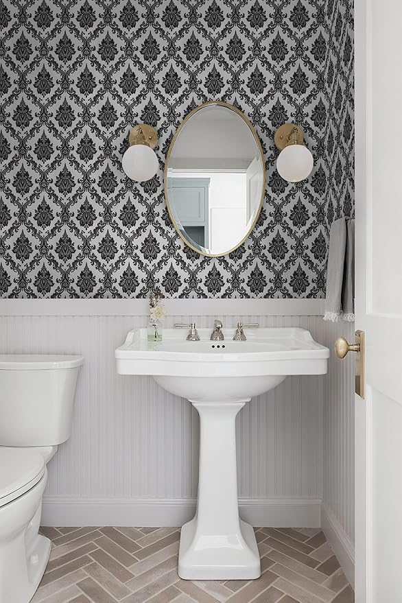 17.7" x118" Peel and Stick Wallpaper Black Wall Paper