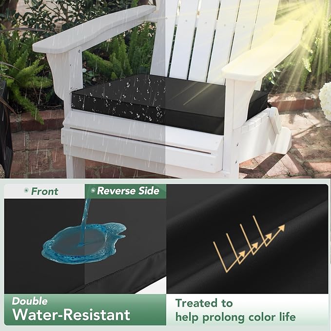 Outdoor Chair Cushions Set of 6: Waterproof & Fade Resistant Deep Seat Cushion for Patio Furniture - 24 x 24 x 3 Inch Chair Pads with Ties and Hidden Zipper - Patio Chair Cushion Replacement, Black
