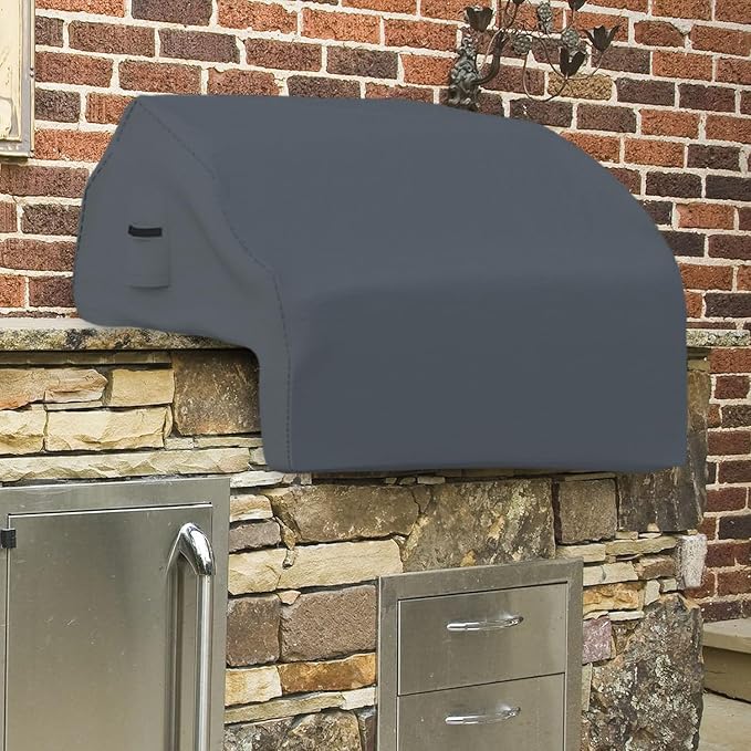Covers & All Built-in Grill Cover for Outdoor Grill – Heavy Duty 12 oz Waterproof Built-in BBQ Grill Cover, PVC-Coated Polyester with Elastic Hem for Snug Fit (44 x 27 x 26 inches, Grey)