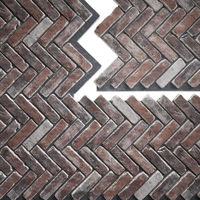 EverStone Herringbone Faux Brick Panel, 46 1/2"W x 25 1/4"H x 1"D, Moon Rock