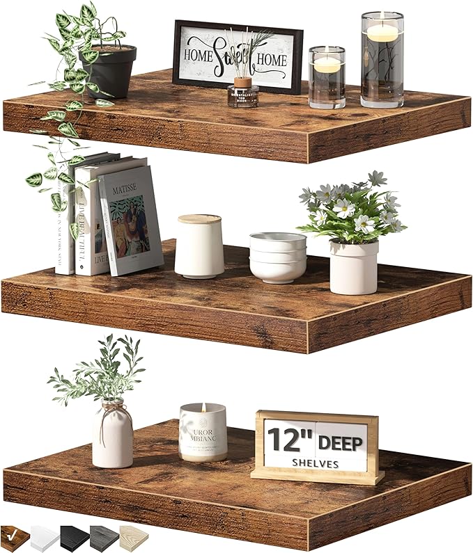 QEEIG 12" Deep Floating Shelves