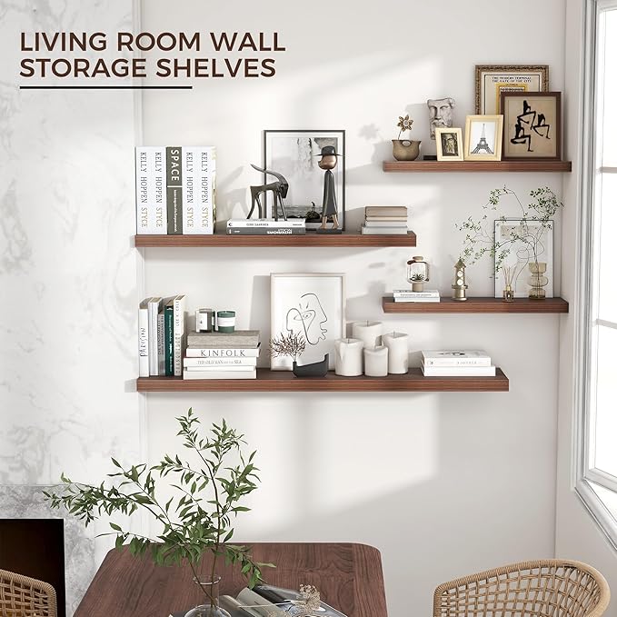 Venusmiles Floating Shelves for Wall 24 inch Long, Engineered Wood Wall Shelves