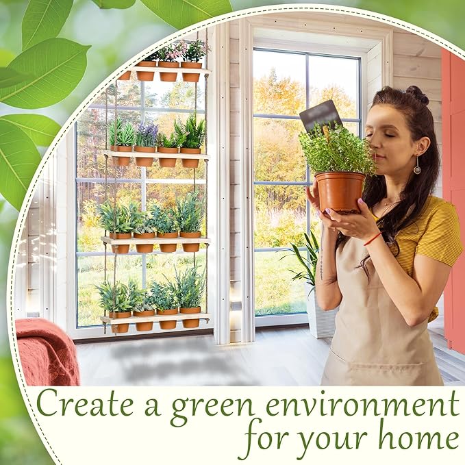 FillTouch 4 Tiered Window Plant Shelves Hanging Herb Planter Indoor Display