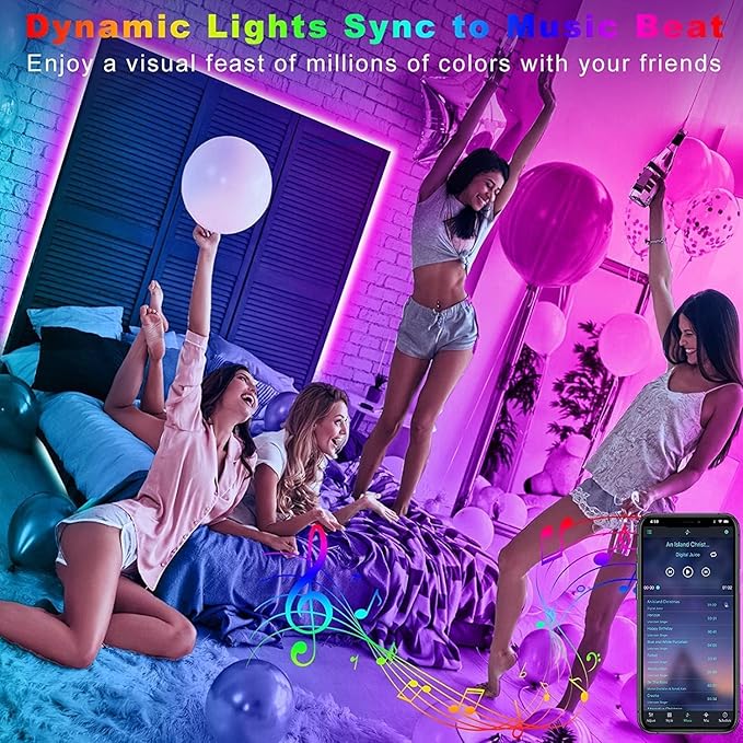 Tenmiro 32.8ft LED Strip Lights, RGB LED Smart Music Sync Color Changing LED