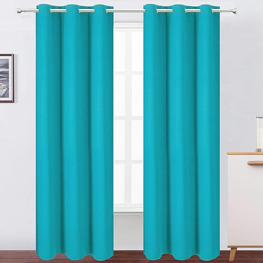 LEMOMO Teal Blackout Curtains 34 x 84 Inch Length/Set of 2 Curtain