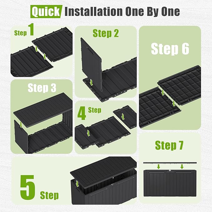 Flamaker Resin Deck Box 100 Gallon Large Lockable Outdoor Storage Box Waterproof Deck Chest for Patio Cushions, Garden Tools, Accessories (Black)