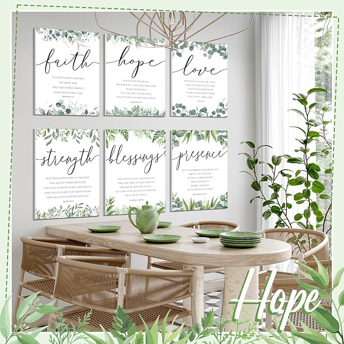 Sacubee 6 Pack Acoustic Christian Art Panels 12" x 16" Faith Hope Love