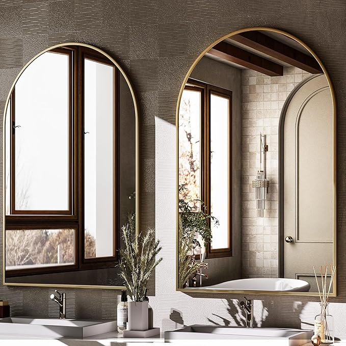 HARRITPURE Arched Wall Mirror – 24"x36" Arch Bathroom Mirror, Living Room Home