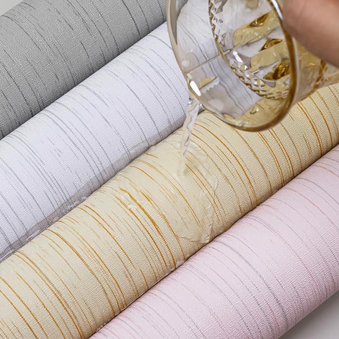 White Grasscloth Peel and Stick Wallpaper Texture Contact Paper A Set of 15.7"