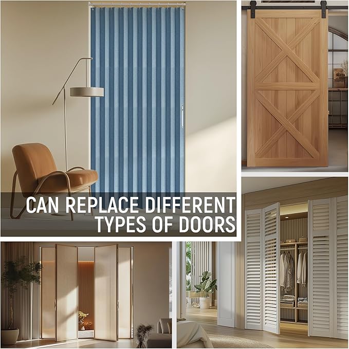 AJAZZ 100% Blackout Magnetic Door Curtain Pleated Door Curtain Accordion Doors