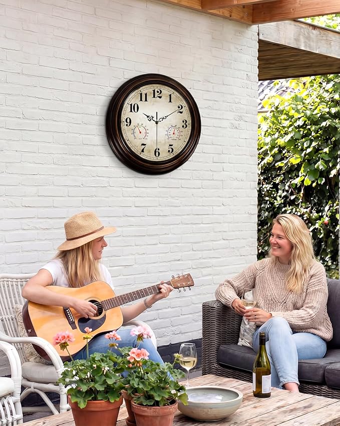 Vintage Wall Clock 13 Inch Quartz Silent Non-Ticking Analog Clock