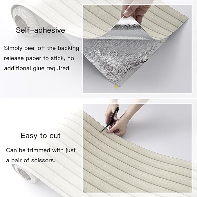 Peel and Stick PVC Slat Wall Panels, Wood Grain Self-Adhesive Soundproof