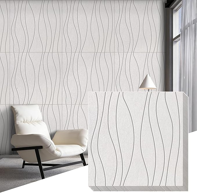 6 PCS Acoustic Panels, 23.6x23.6'' Self-Adhesive Soundproof Wall Panels