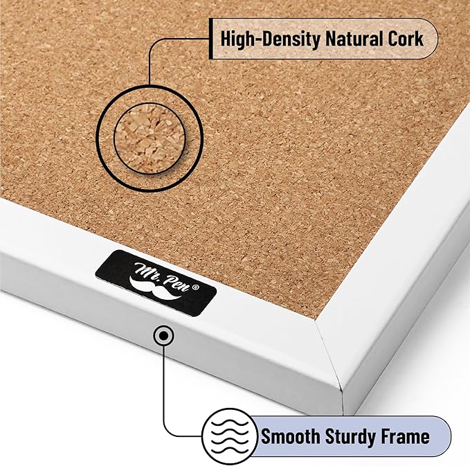 Mr. Pen- White Frame Cork Bulletin Board, Office Wall Cork Board