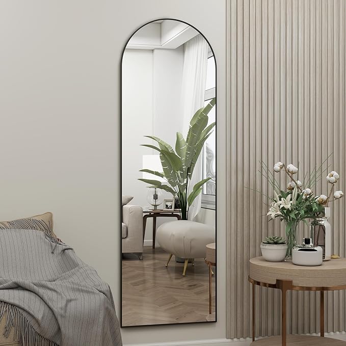 Arched Full Length Door Mirror 14x48, Metal Frame