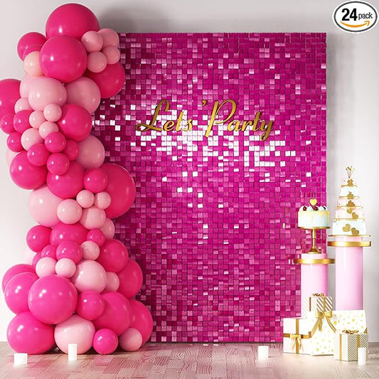 COKAOBE Hot Pink Shimmer Wall Backdrop, Photo Backdrops