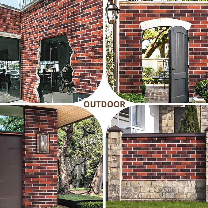 76pcs Red Thin Brick Veneers, Curlable Red Brick Tiles, DIY Accent Walls