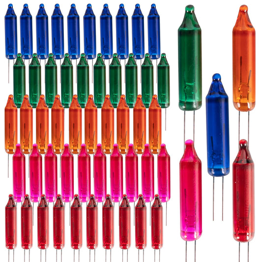 Dazzle Bright Replacement Mini Light Bulbs, Multi-Colored, 2.5V, 170mA, 0.42W, Indoor/Outdoor Christmas Decor, 200 Pcs