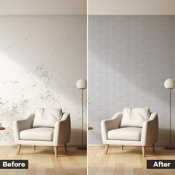 10PCS 3D Wall Panels Peel and Stick Foam, Self-Adhesive Decorative 3D Brick