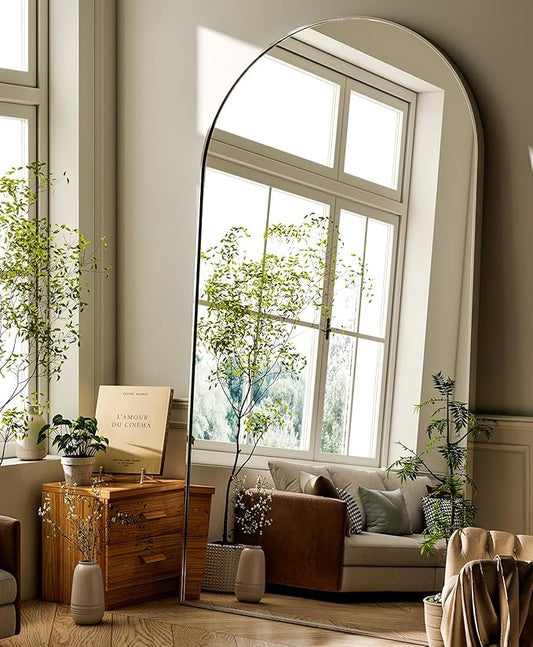 GLSLAND-34 x76 Arched Full Length Mirror-Oversize Floor Mirror Aluminum Alloy
