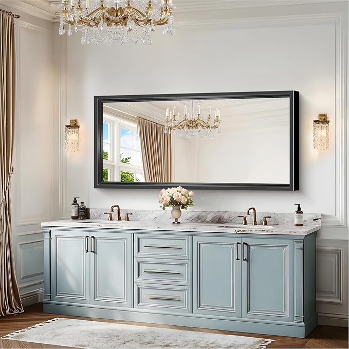 Large Bathroom Mirror, 60 x 28 Inch Rectangular Wall Mirror 0.6" Thickened Deep