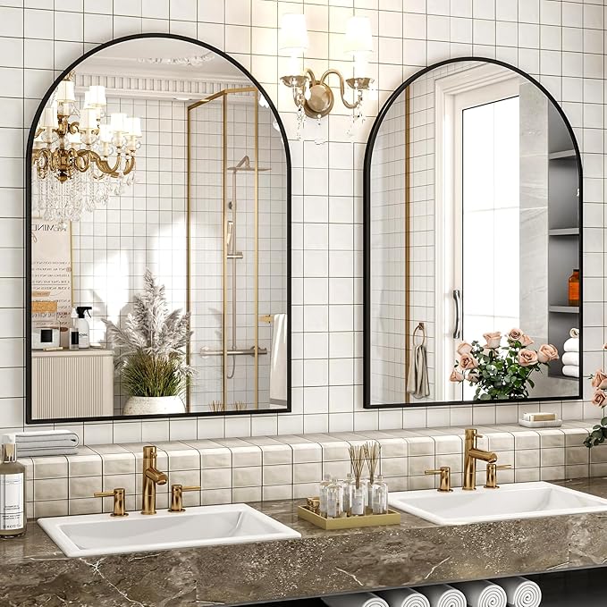 XRAMFY 30x38 Inch Arched Bathroom Mirror