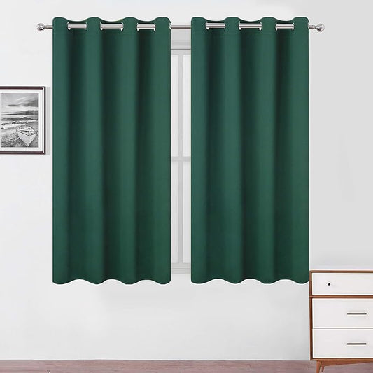 LEMOMO Blackout Curtains 52 x 45 inch/Green Curtains Set of 2 Panels/Thermal