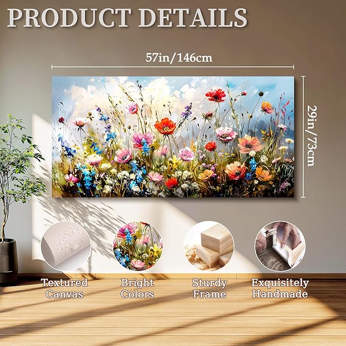 SERIMINO Large Wall Art for Living Room Canvas Prints, Farmhouse Nature Floral