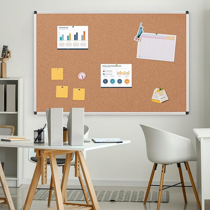 Extra Large Cork Bulletin Board 60" X 48", Wall Mounted Notice Pin Board