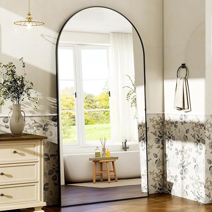 HARRITPURE 76"x34" Arched Full Length Mirror Free Standing Hanging Mounted
