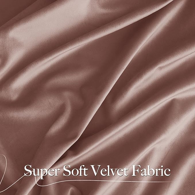 NICETOWN Dusty Pink Velvet Curtains 90 inches Long 2 Panels Set, Thermal