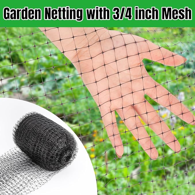 NONMON Bird Netting 5 x 100 FT Heavy Duty Garden Netting Deer Fence Netting Pest Barrier for Protect Fruit Trees, Plants and Vegetables Against Birds, Deer, Squirrels, Black