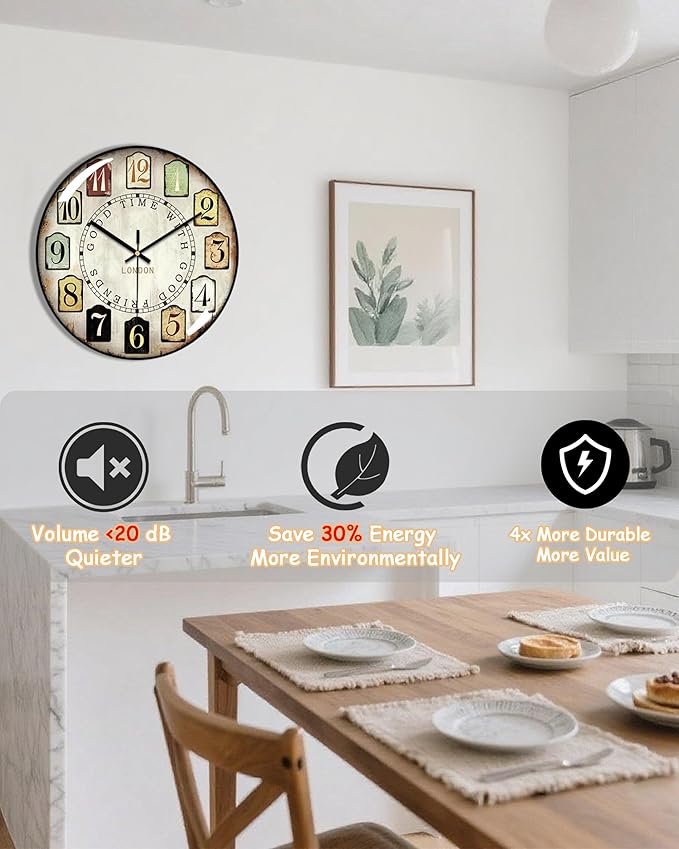 Decorative Wall Clocks Batterys Operated, Retro Wall Clock
