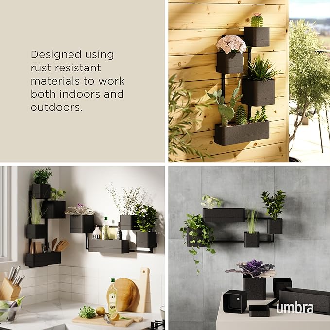 Umbra Cubiko Wall Planter with 4 Lightweight and Durable Pots
