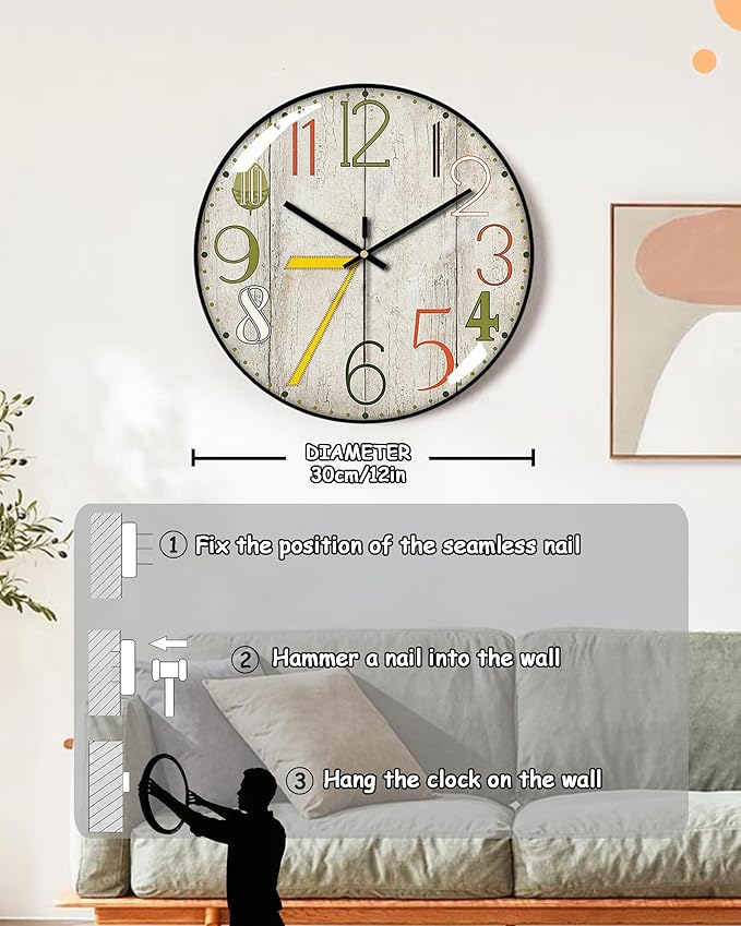 Decorative Wall Clocks Batterys Operated, Retro Wall Clock