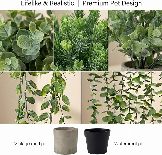 5 pcack Fake Hanging Plants for Wall Home Room Office, Small Fake Plants Decor