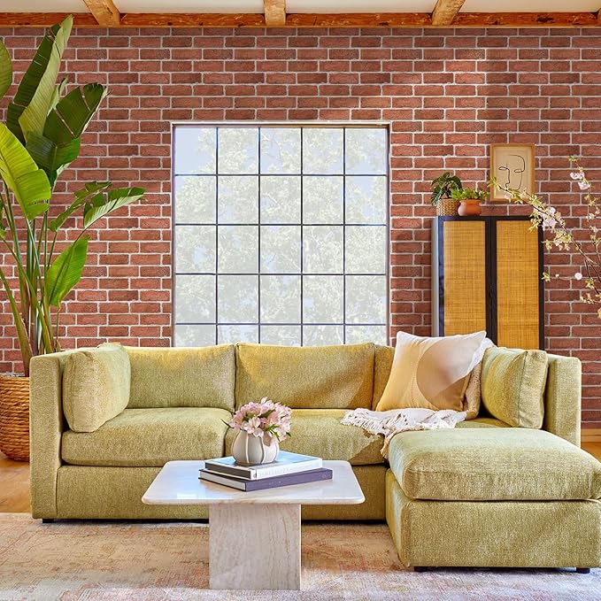 COMSTICKC 3D Red Faux Brick Wall Panel Peel and Stick, Not Real Tile, Small