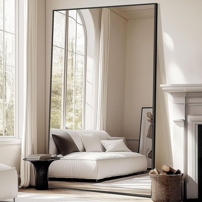 Oversized Standing Mirror Full Length, Hanging or Wall Mounted, Tempered Glass