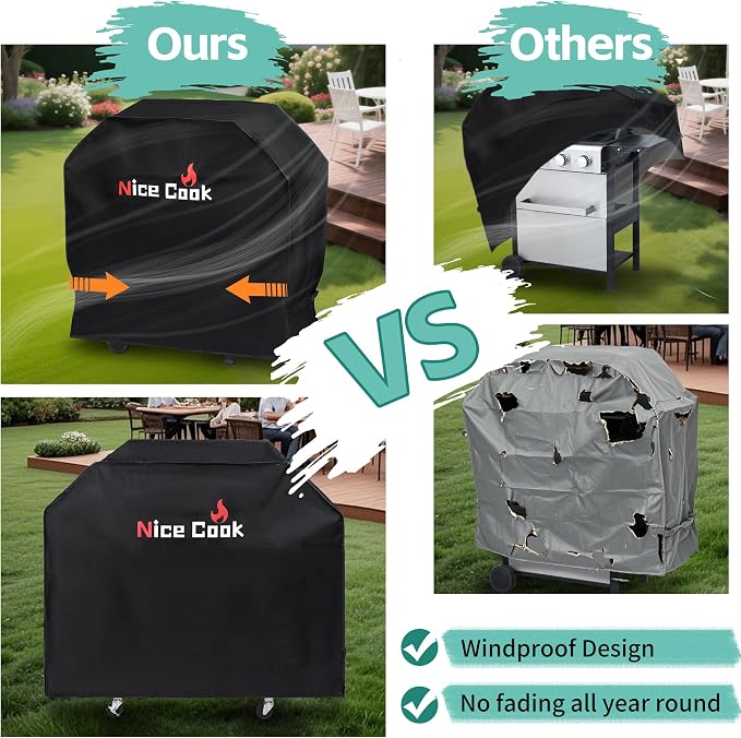 Gas Grill BBQ Covers for Outside Waterproof Weather - 600D Flat Top Grill Cover for Outdoor Grill with Adjustable Straps UV for Family and Friends Outing, 40 Inch