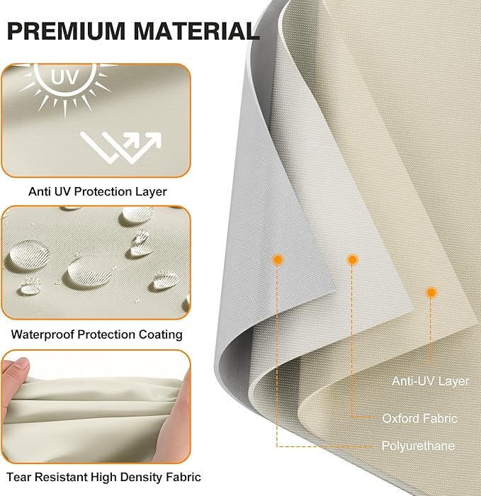 Outdoor Swivel Lounge Chair Covers Waterproof Outdoor Furniture Cover, Heavy Duty Oxford Cloth Patio Chair Covers for Swivel Lounge Chairs Beige & Brown 30W x 34D x 38.5H Inches (2 Pack)