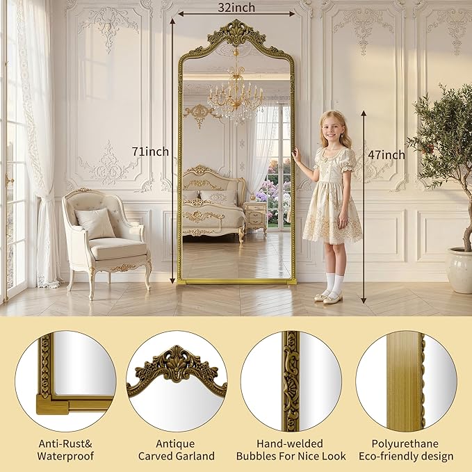 71"x32"Arched Full Length Floor Mirror, Full Body Mirrors
