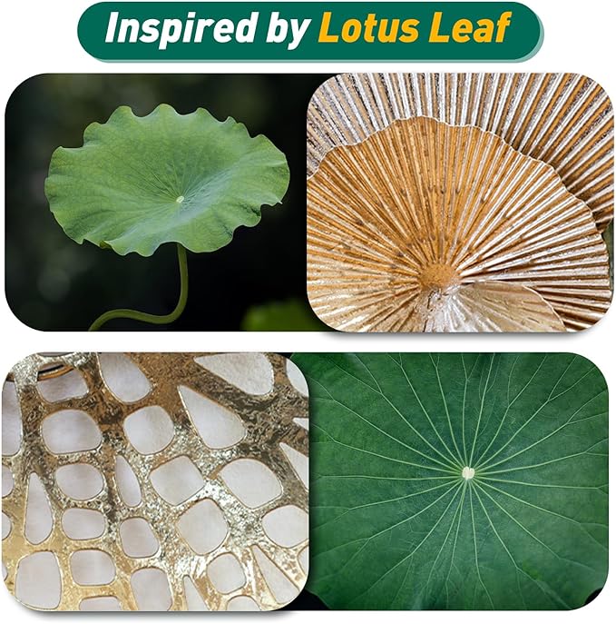 edaknez Metal Wall Art Decor, Large Metal Wall Art, 3D Flower Leaves Wall Decor, Modern Lotus Decoration for Indoor Outdoor Living Room Bedroom, Green & Gold (C 135x64x6cm)