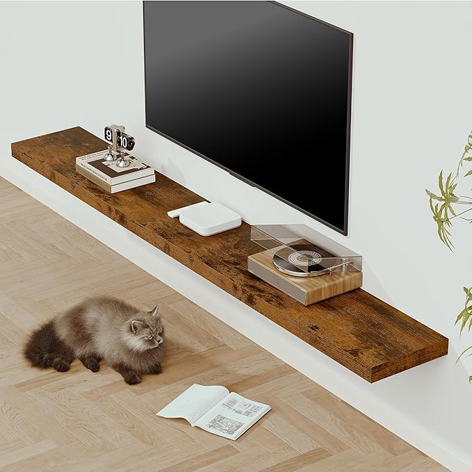 Vivelove 12 Inch Deep Floating Shelves 72 inch Long, 72 x 12 Wide Wall Shelves