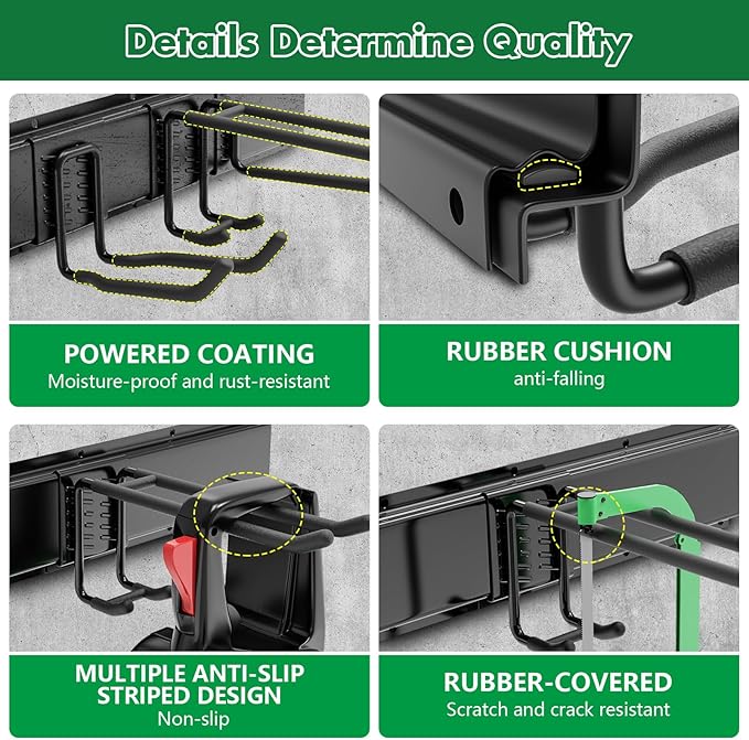 64" Garage Tool Organizer Wall Mount - 720lbs Garden Tool Organizer with Adjustable Hooks, Heavy Duty Metal Garage Storage Rack