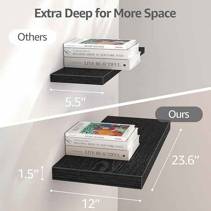 QEEIG 12" Deep Floating Shelves